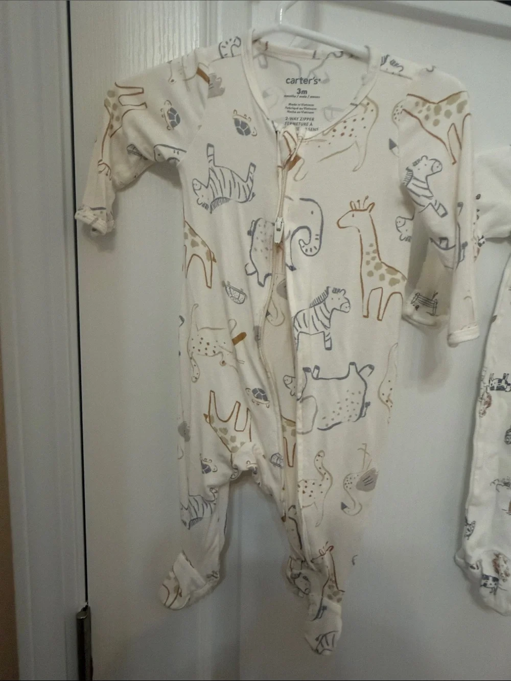 Carter’s Animal farm zoo elephant Footie Pajamas sleepers lot bundle set of 2